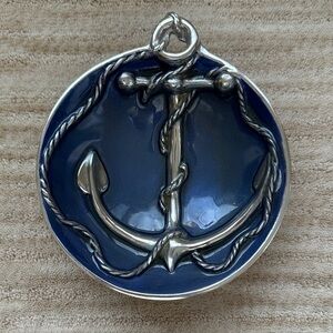 Like New Mariposa Cobalt Sculpted Enamel Anchor Sauce Dish Design Michael Updike